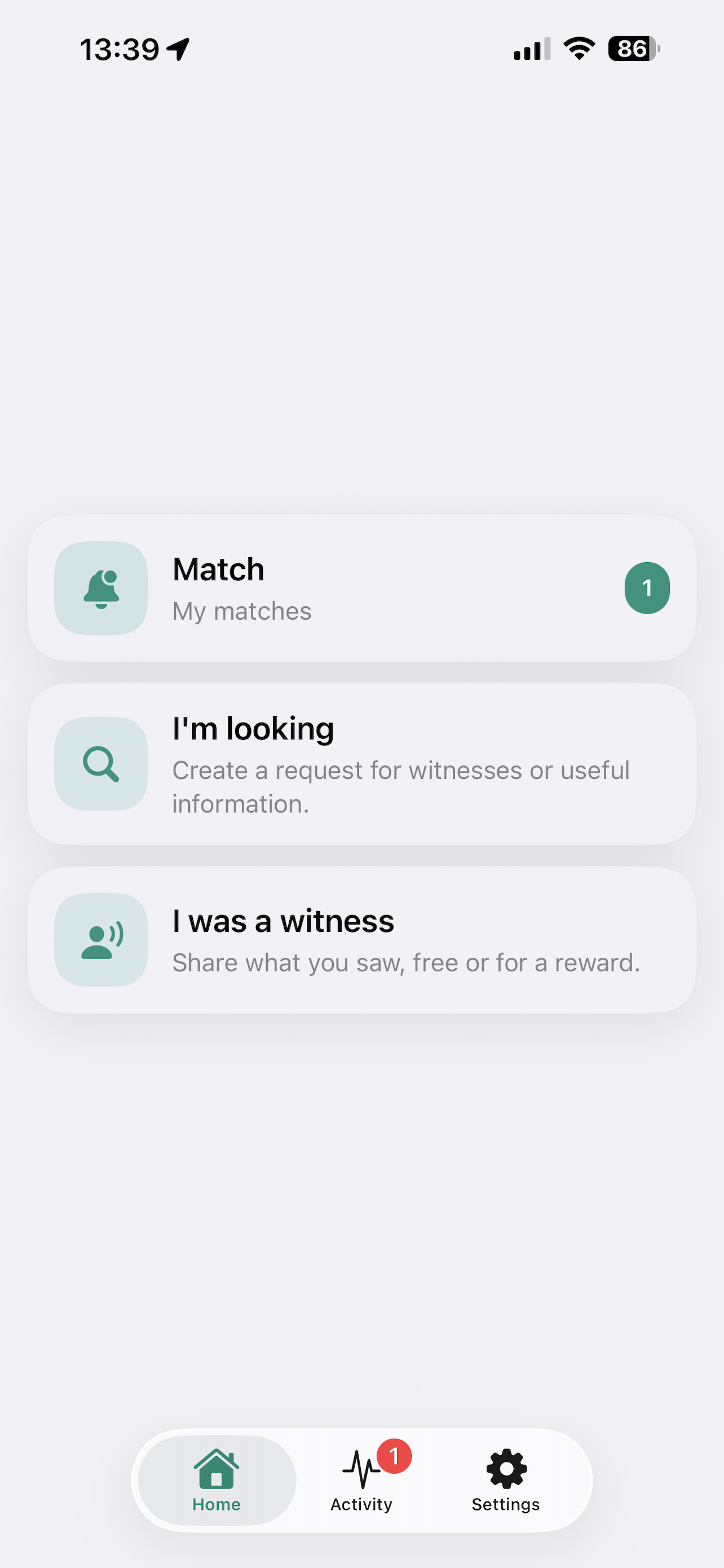 FindMeld application screen